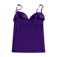 thumbnail image 6 of Built in Bra Tank Tops for Women No Underwire Workout Sports Padded Shirts Spaghetti Strap V Neck Camisole Tops ,S,Dark Purple, 6 of 8