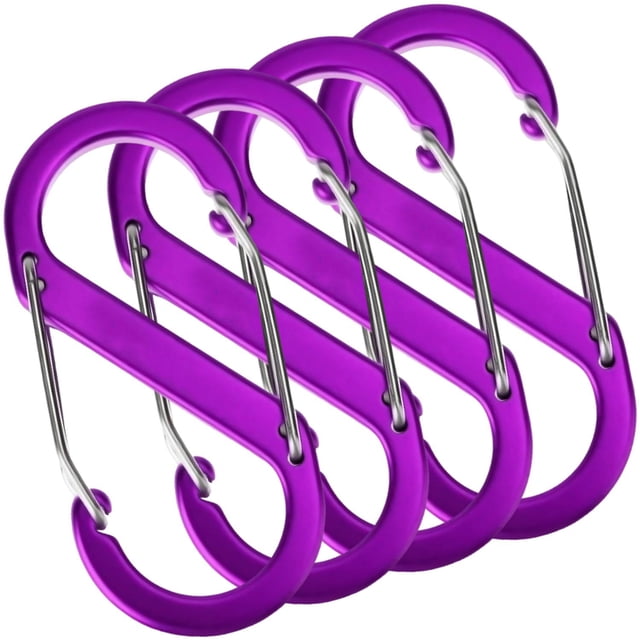 Mosquetones Forma S TwinLockPurple 4Pzas 10kg Forma S Bloqueo Automático Morado Aleación de Aluminio.