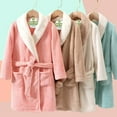 thumbnail image 4 of Ytdscs Teen Kids Girls Boys Flannel Robe Thickened Lengthened Bathrobe Padded Sleepwear Fall Winter Unisex Nightgown with Pockets for Toddler 5-15 Years, 4 of 9