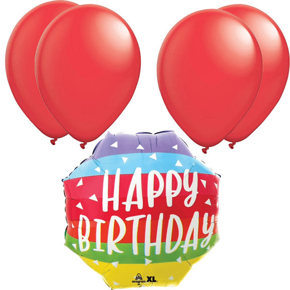 LoonBalloon 22" Bright & Bold Birthday Balloon Set with 4 Latex Balloons | Festive & Vibrant Party Decor