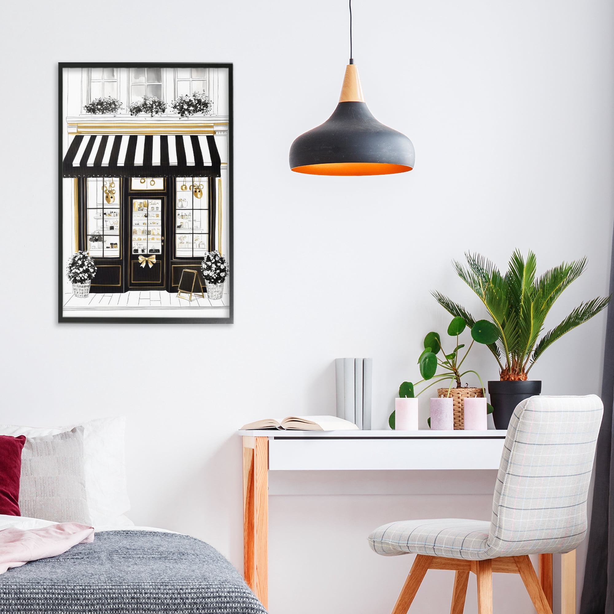 Stupell Industries Paris Storefront Window Display Black Framed Giclee Art, design by Petal Prints Design