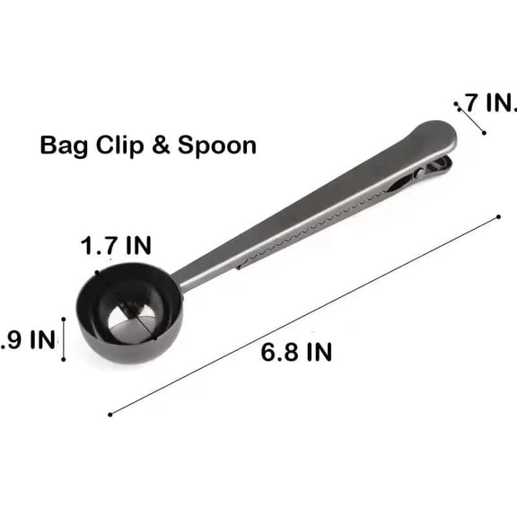 Fasig’s Coffee Stainless Steel 2-Pcs 2-in-1 Coffee Scoop and Bag Clip Measuring Spoons Silver