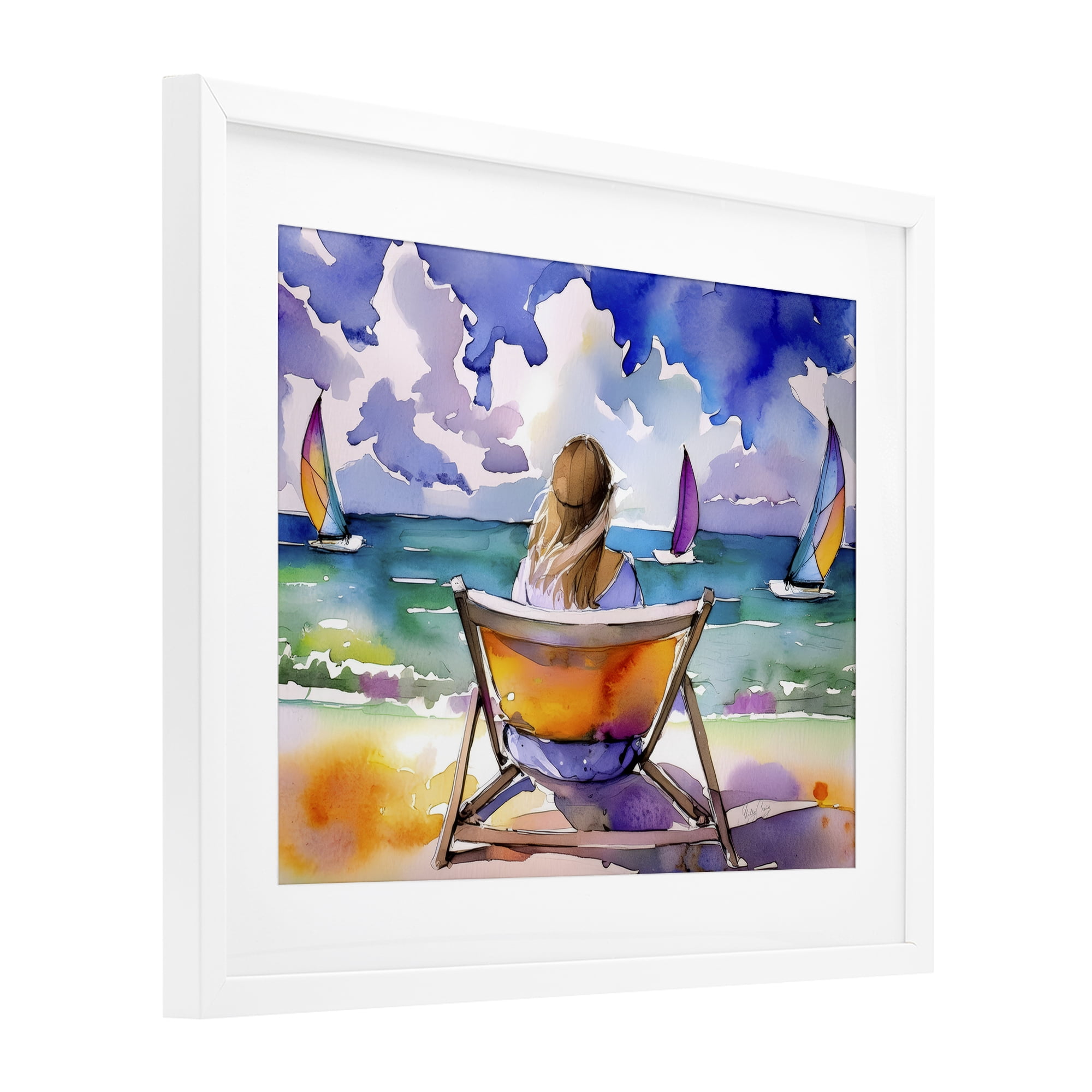 Stupell Industries Front Row to Paradise White Framed Print Under Glass, design by Shelly Craig