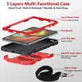 thumbnail image 6 of Shockproof Case for Samsung Galaxy Tab A9 8.7" SM-X110 X116 X118, Military Grade Protection Rotating Stand Hand Strap Shoulder Strap Kids Friendly Bumper Rugged Case for Galaxy Tab A9,Red, 6 of 8