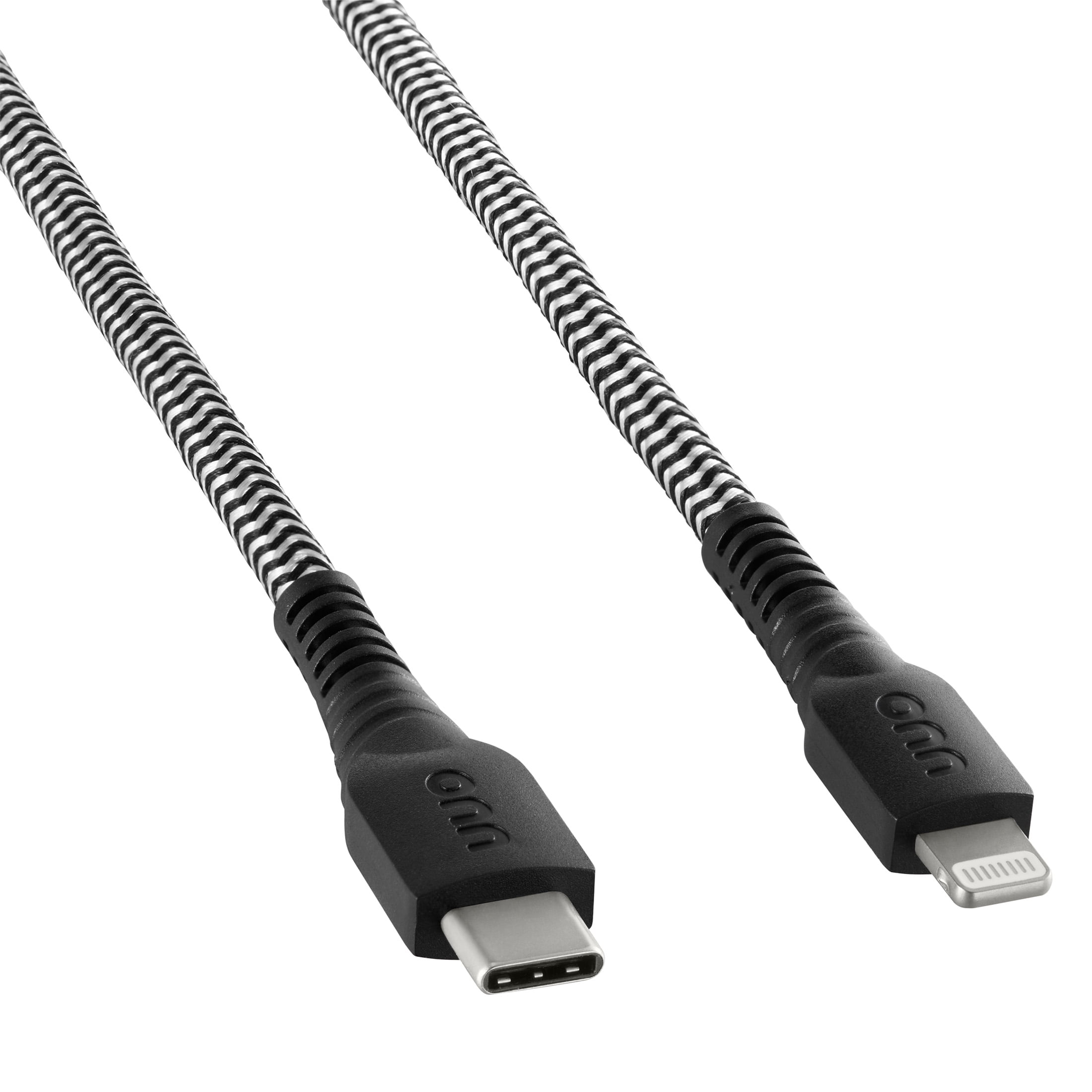 (2 pack) onn 6ft Lightning to USB-C Braided Charging Cable, Fast Charging, MFI Certified, Black - Compatible with iPhone 14/13/12/11/X/XR/XS/8/7/6/5, iPad, Airpods and more