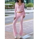 thumbnail image 4 of Conjunto Deportivo de 2 Piezas para Mujer, Camiseta de Larga, Pantalones Acampanados, Chándal Informal, Rosa, Talla XL, 4 of 8