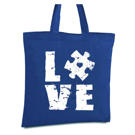 Awkward Styles Autism Love Puzzle Tote Bag for Women Autism Awareness Gifts for Men Autism Tote Bag Autism Love Canvas Bag Love Puzzle Reusable Cotton Bag for Autism Awareness Support Autism Gifts