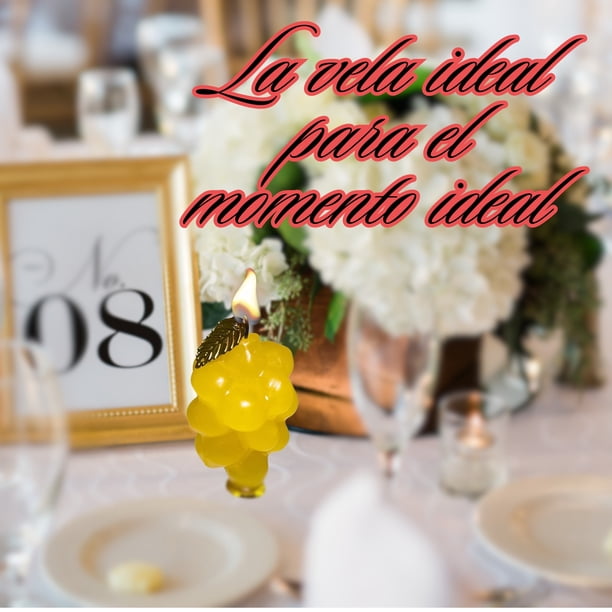 12 velas aromaticas en forma de uva amarilla