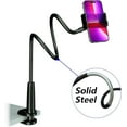 thumbnail image 2 of Cell Phone Clip Bed Stand Holder, with Grip Flexible Long Arm Gooseneck Bracket Mount Clamp for Desk, Compatible with iPhone 14 Pro Max XR X 8 7 6 or Other 3.5-7" Devices (Black), 2 of 4