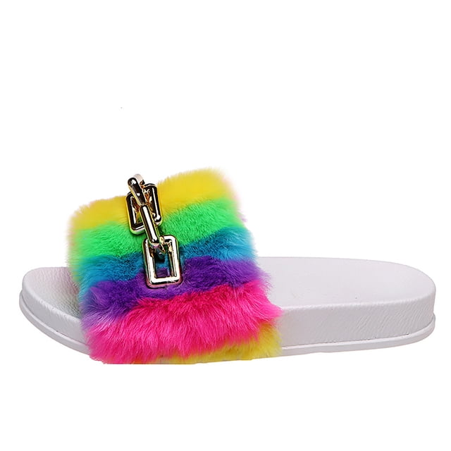 Leutsin Pantoufles Colorées pour Femmes avec une Ligne Pantoufles en Métal avec Semelle Souple