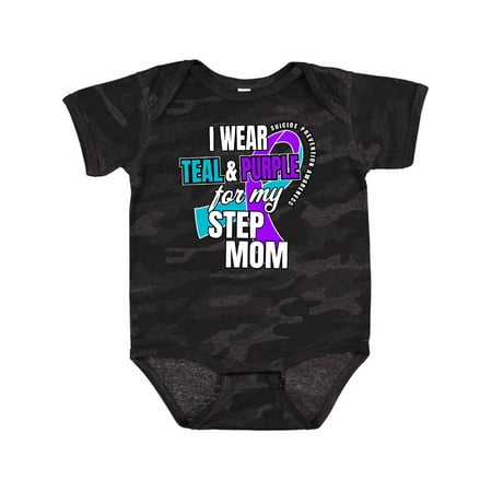 

Inktastic Suicide Prevention I Wear Teal and Purple for My Step Mom Gift Baby Boy or Baby Girl Bodysuit