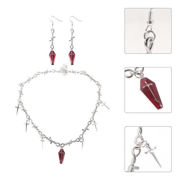 BESTYASH Creative Cross Jewelry Set with Earrings for Spooky Decor