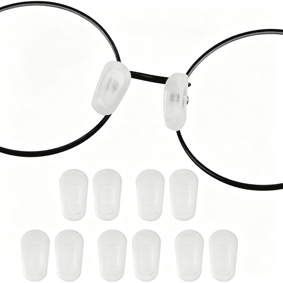 GJX Eyeglass Nose Pads Covers,Slip-On Silicone Eyeglasses Nose Pads,Soft Nose Piece Pads for Glasses Repair Kit,Anti-Slip Eyewear Protective Covers for Nose Bridge Pads(White,5 Pairs M Size)