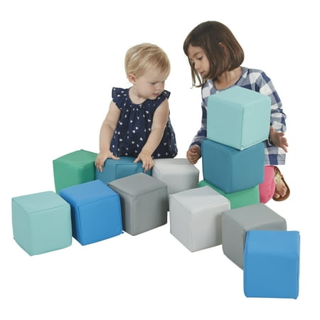 ECR4Kids SoftZone Patchwork Toddler Building Blocks, Contemporary, 12-Piece