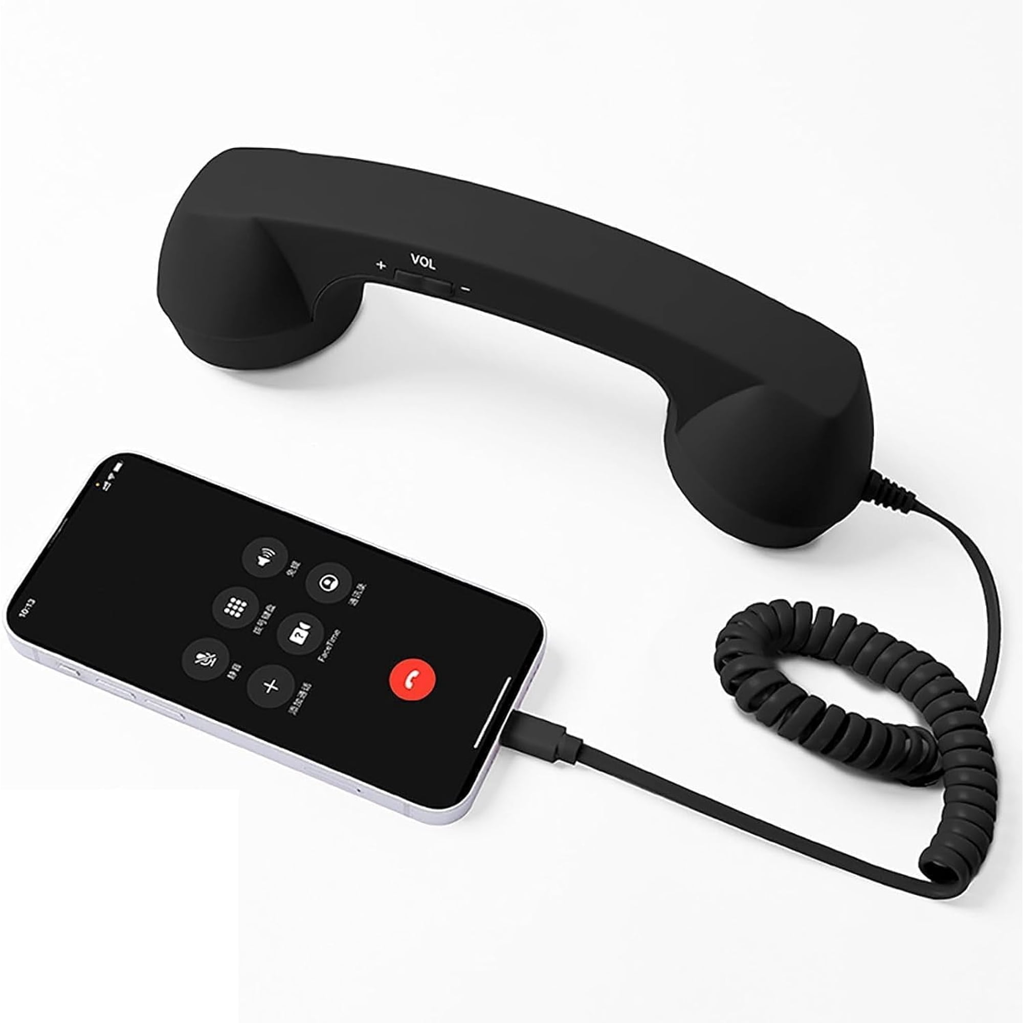 Retro Phone Handset,Wired Plug-in Vintage Phone with Microphone, Anti-radiation, Wired Phone Accessory with Volume Control, Compatible with iPhone and Android Phones, Type-C Interface
