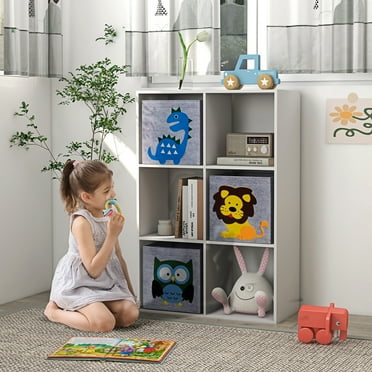 Qaba Children's Toy Organizer, Toy Storage with 3 Storage Bins & Cute Animal Design Toy Shelf for Kids 3  Years Old, White