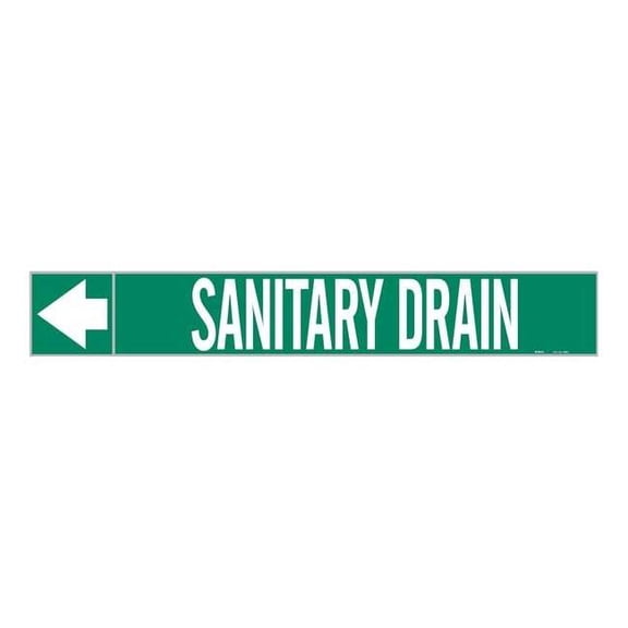 Brady Pipe Marker,Sanitary Drain,2 In.H 73925