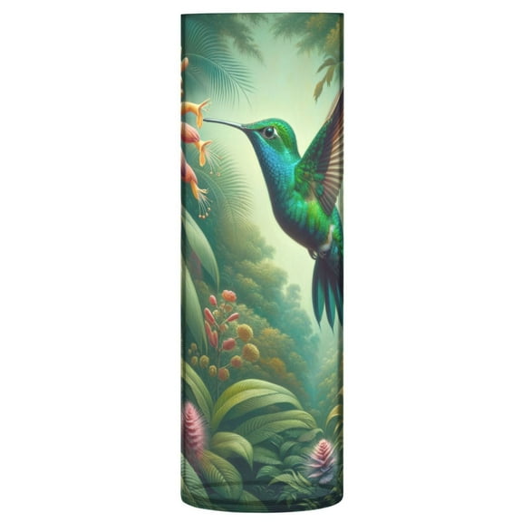 Clear Flower Vase Centerpieces Plastic Cylindrical Vases Home Wedding Decor 4"x12" Hummingbird Hovering on Flowers