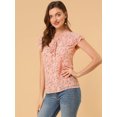 thumbnail image 4 of blusa de gasa con mangas casquillo ligera con volantes para mujer Rosa oscuro M, 4 of 6