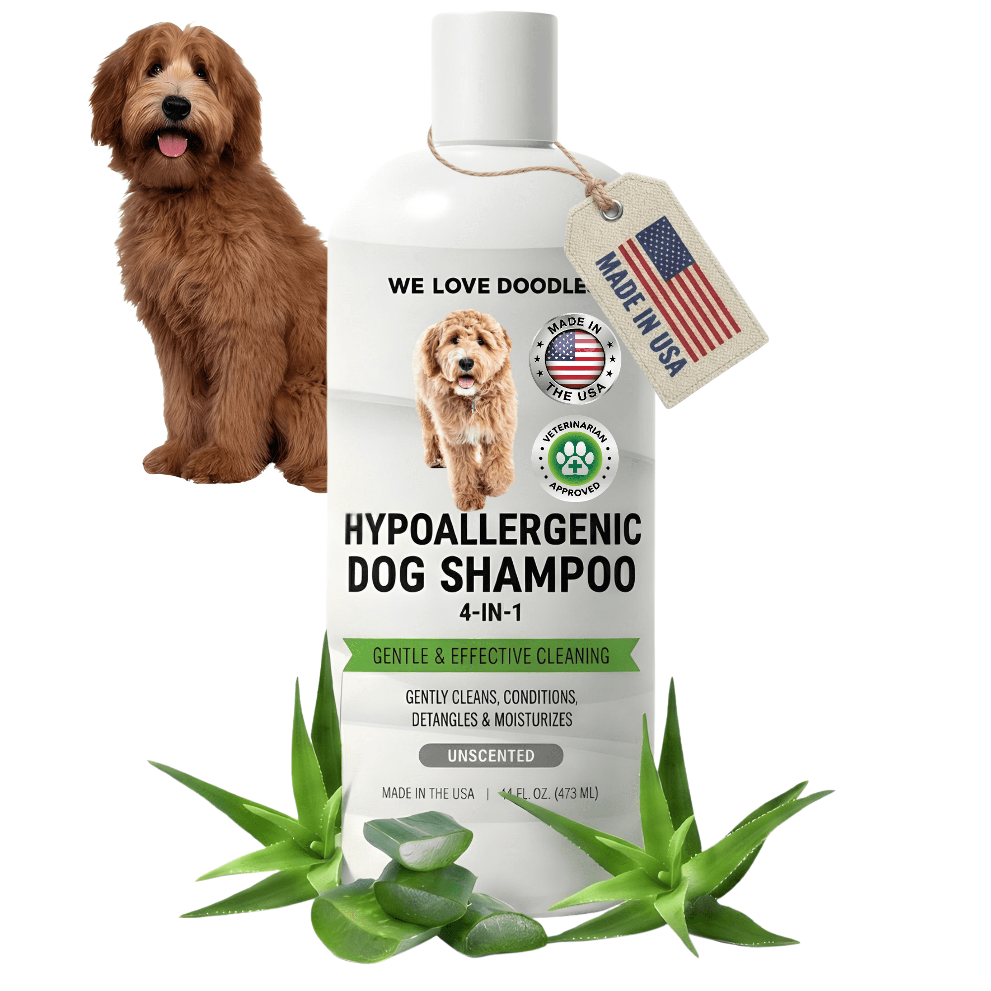 Hypoallergenic Dog Shampoo, Conditioner, and Detangler | Made in USA | Clean Ingredients | Sensitive Skin & Allergies | 16 OZ [We Love Doodles]