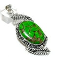 thumbnail image 2 of Natural Copper Green Turquoise Gemstone 925 Steling Silver Pendant 3.15", 2 of 2