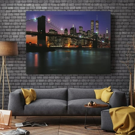 LED Lighted -The Brooklyn Bridge-Light Canvas Print Pictures Light Up ...