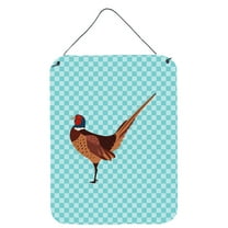 Carolines Treasures BB8104DS1216 Ring-necked Common Pheasant Blue Check Wall or Door Hanging Prints