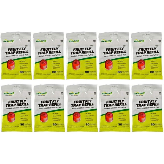 RESCUE! Fruit Fly Trap Attractant Refill  30 Day Supply  10 Pack