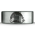thumbnail image 2 of Tungsten Horse Horses Equestrian Equine Equidae Band Ring 8mm Men Women Comfort Fit Brushed Gray Flat Cut Black Polished, 2 of 4