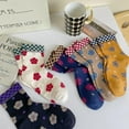 thumbnail image 7 of Vintage Style Crew Socks with Cute Floral Cuff for Women, 7 of 7
