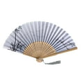 thumbnail image 2 of Handheld Folding Fan - Floral Print Silk Fabric with Bamboo Ribs, Compact Foldable Design for Wedding, Dance, Summer Cooling, Traditional Chinese Style Decorative Fan with Tassel, Gift, 2 of 4