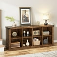 thumbnail image 3 of Garvee 8 Cube Storage Organizer Bookshelf, 62" Long 3-Tier Farmhouse Bookcase, Wood Storage Shelf for Entryway or Living Room, Retro Brown, 3 of 9