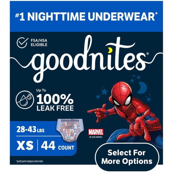 Goodnites Boys Bedtime Bedwetting Underwear (Choose Size & Count)