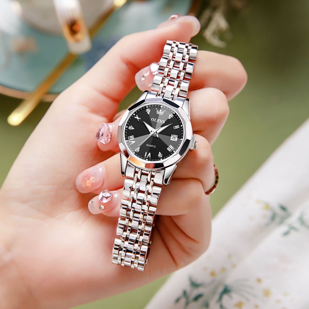 OLEVS Womens Watch Fashion Dress Female Watches for Ladies Analog Quartz Stainless Steel Waterproof Luminous Two Tone Wristwatch