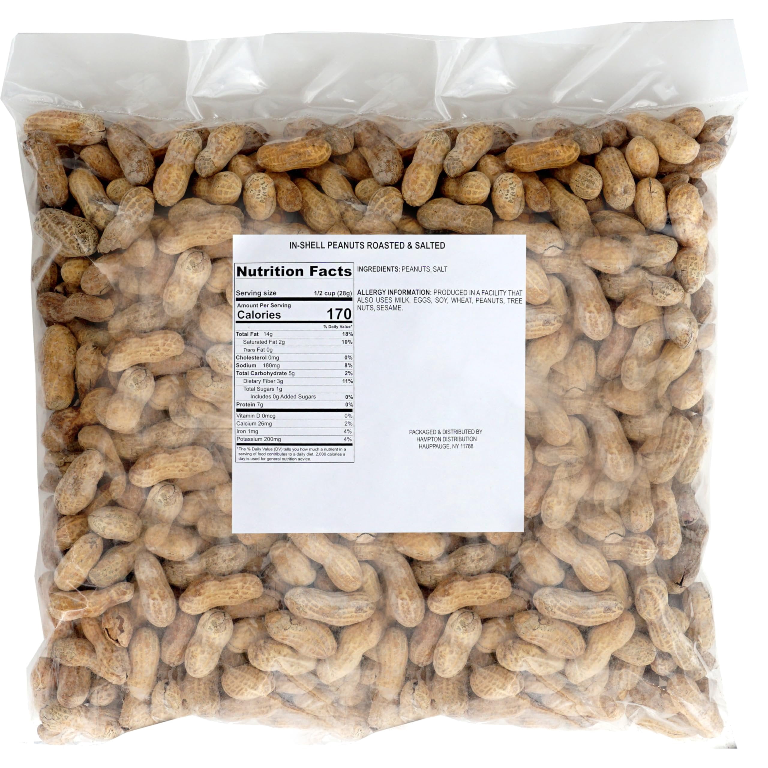 Peanuts In Shell Roasted and Salted, 10 Pound Bag, The Hampton Popcorn & Candy Company