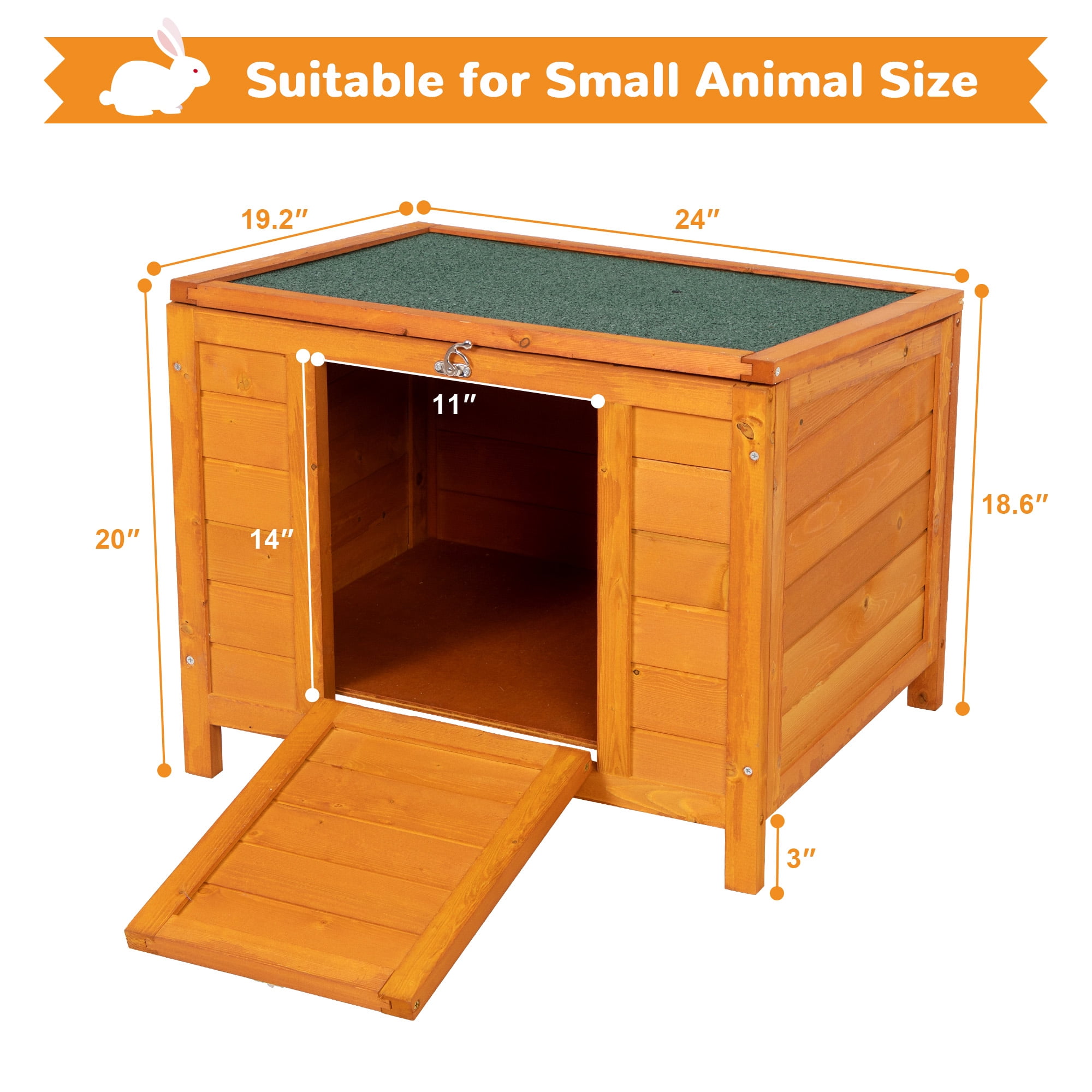 Coziwow 24" Wooden Cat House Rabbit Hutch Small Dog Pet Cage Indoor&Outdoor