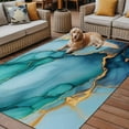 thumbnail image 2 of Fsddascl Marble Teal Yellow Outdoor Rug for Patio/Deck/Porch, Non-Slip Large Area Rug 4 x 6 Ft, Modern Art Ink Painting Indoor Outdoor Rugs Washable Area Rugs, Reversible Camping Rug Carpet Runner, 2 of 5