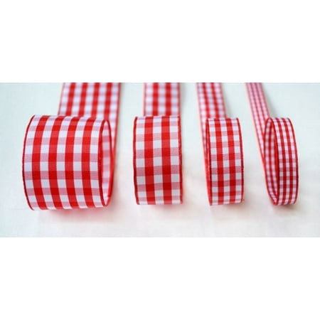 Gingham Wrap - Ribbon Bazaar Taffeta Gingham Check 3/8 inch Red 25 yards Ribbon