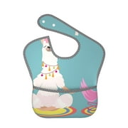 Bingfone Mess-Proof Baby Bib - Waterproof Bib For Baby Boy Or Girl With Food Catcher Pocket, Unisex-Animal Meditation