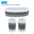 thumbnail image 3 of Uxcell 2 Sport Wristbands & 1 Headband Set Cotton Absorbent Athletic Sweatband White, Gray, 3 of 6