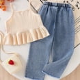 thumbnail image 6 of JAJAHO Kids Girl Clothes 2 Piece Outfits Strawberry Crochet Spaghetti Strap Camisole Top Wide Leg Jeans Girls Cute Summer Beach Clothing Set 3-7Y, 6 of 7