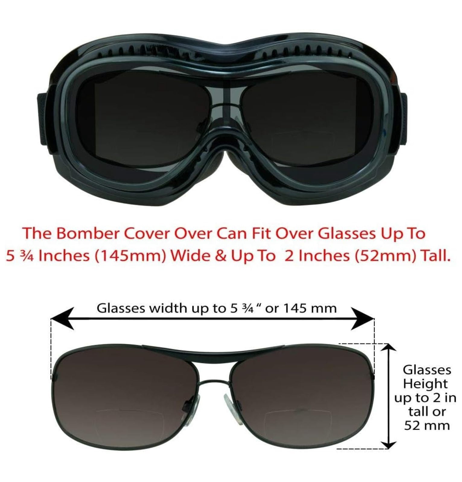 Fit Over Goggles for Eye-Glasses Motorcycle Riding Cycling Skiing Sky Diving Outdoor Work