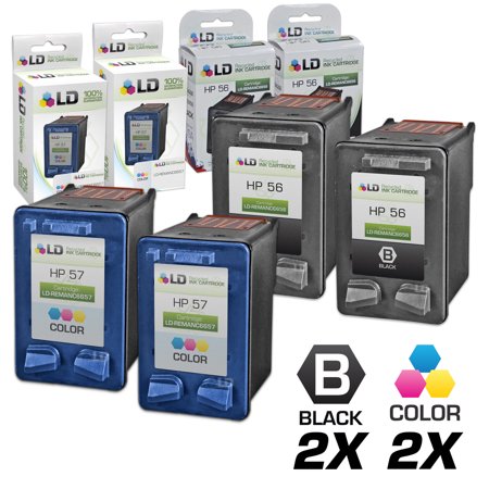 LD Remanufactured Replacements for 56 Black & 57 Color Cartridges (2 C6656WN Black  2 C6657WN Color) for DeskJet 450  5150  9680  Fax 1240  OfficeJet 4110  6110  PSC 1110  1210  1315