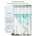 thumbnail image 2 of No Hook Cloth Fabric Shower Curtain with Snap in Liner, Turquoise Polka Dot Waterproof Shower Curtains Set with See Through Top Window, Abstract Modern Art Dots Watercolor Bath Curtains 72"x96", 2 of 6