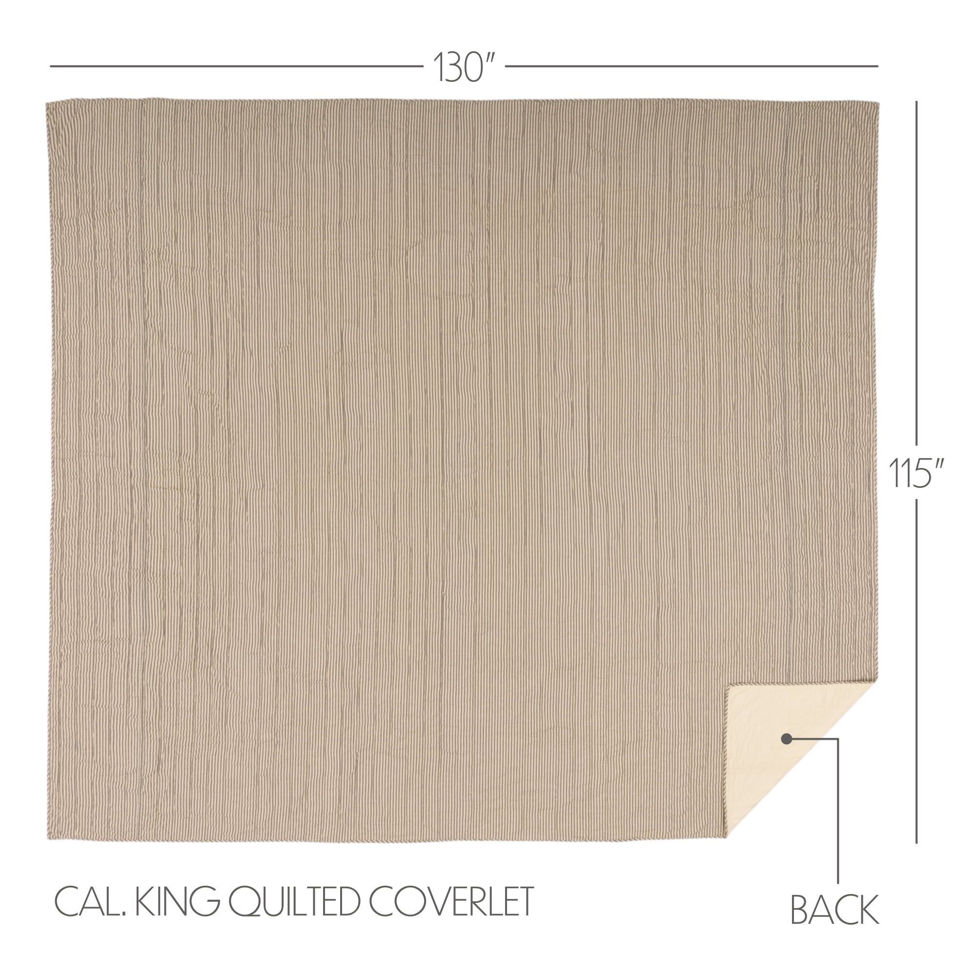 VHC Brands-1PK Sawyer Mill Charcoal Ticking Stripe Quilt Coverlet VHC Brands - Twin