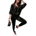 thumbnail image 4 of Women 2 Piece Outfits, Casual Single Row Zipper Women Velour Tracksuits Long Sleeve Autumn Winter For Sports For Home For Shopping ANGGREK DH1711, 4 of 5