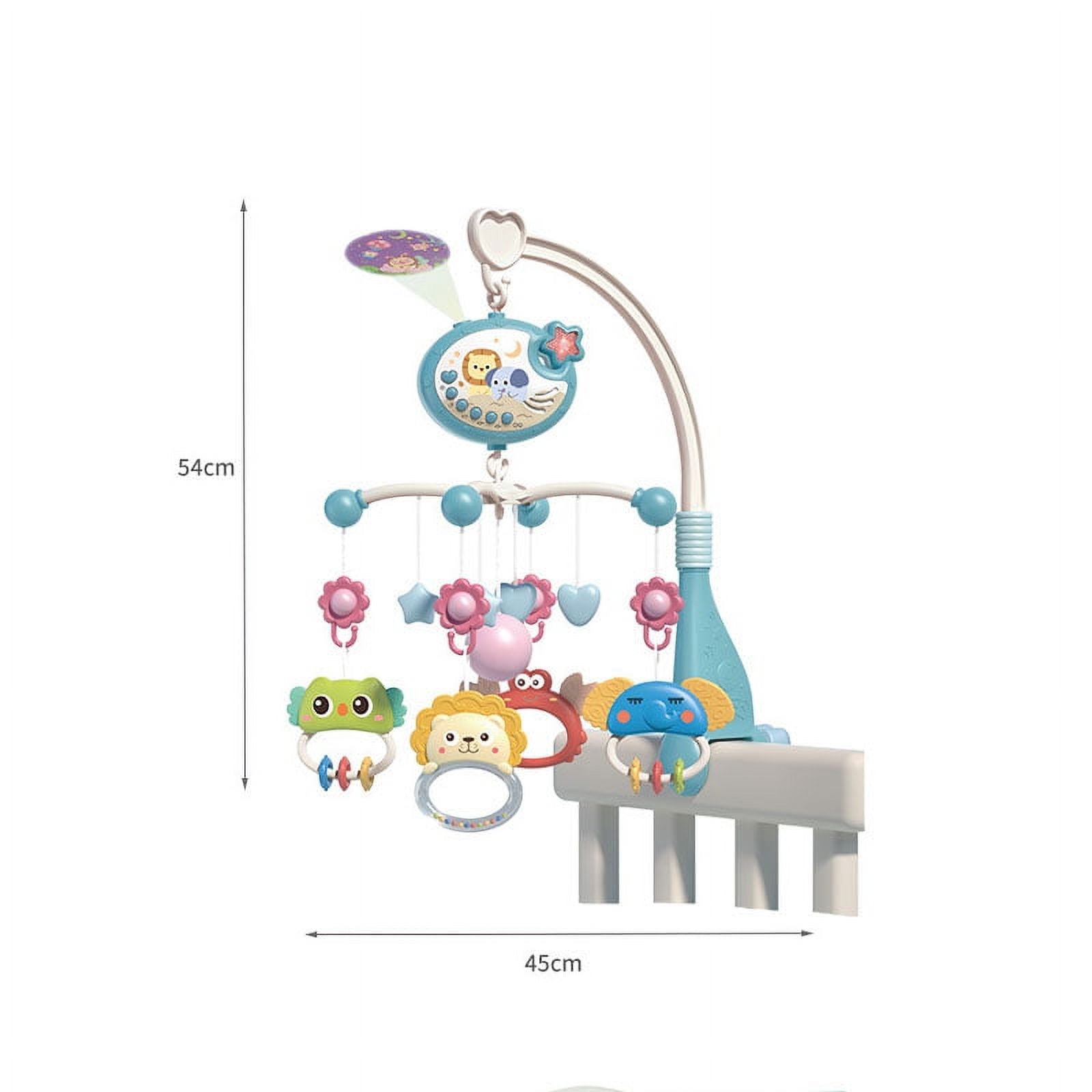 Musical Baby Crib Mobile Toys with Projection Function Lights, Hanging Rotating Animal Rattles and 400 Melodies Music Box with Remote Control, Baby Toys for Newborn 0-24 Months