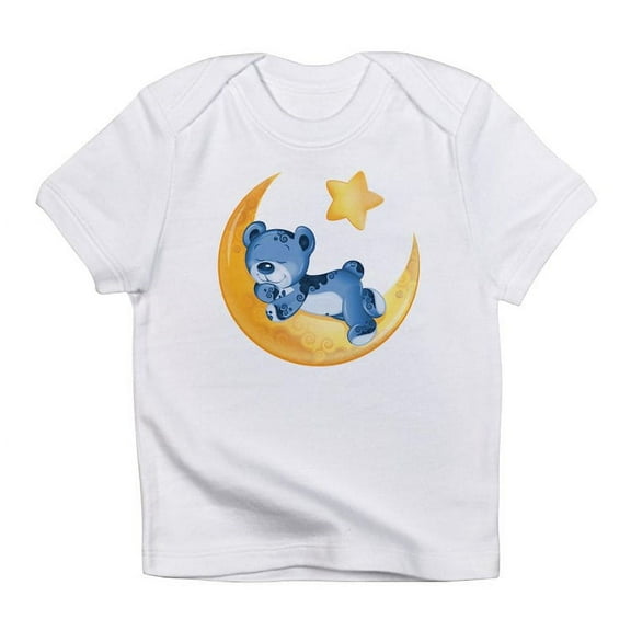 CafePress - Blue Sleepy Teddy On Moon Infant T Shirt - Infant T-Shirt