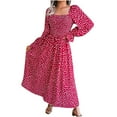 thumbnail image 1 of CEHVOM Robe Plissée à Manches Longues Col Carré Automne et Hiver pour Femmes, 1 of 2