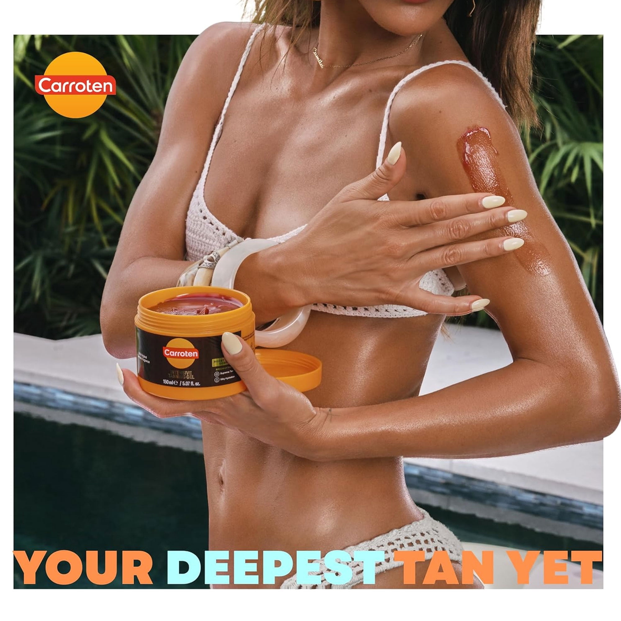 Carroten Intensive Tanning Gel | Browning Tan Accelerator | Non-Greasy, Water-Resistant with Carrot and Coconut Oil | Vitamin A & E For Moisture & Hydration | Made in Greece | 5 fl oz